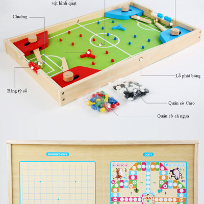 Bộ Đồ Chơi Gỗ Cao Cấp 3IN1, Đồ Chơi Gỗ Cờ Caro, Bộ Đồ Chơi Cờ Cá Ngựa Cho Bé, Đồ Chơi Vận Động Bóng Bàn Mini.  - Chính Hãng BABYBOSS.