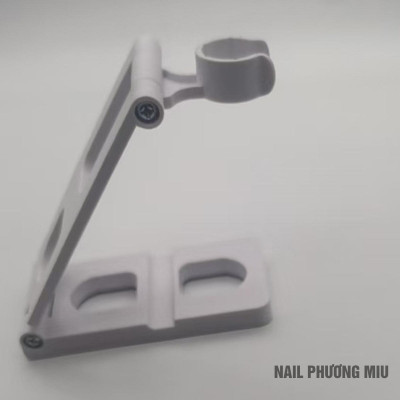 Đế Kẹp Đèn Hơ Mini Giá Đỡ Bằng Nhựa Đa Năng Màu Trắng Hồng, Chân Đế Có Thể Gấp Gọn Để Bàn Rảnh Tay Làm Nail Tiện Lợi, Điều Chỉnh Nhiều Góc Độ Dễ Dàng