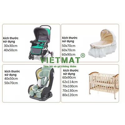 Combo 3 tấm lót chống thấm cho bé Vietmat mềm êm, thoáng mát, không nóng, không sột soạt, giặt máy