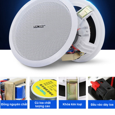 Bộ 02 Loa Âm Trần SAST Công Suất 6W Kích Thước 5 inch Mặt Tròn Lưới Mịn PD - Hàng Nhập Khẩu