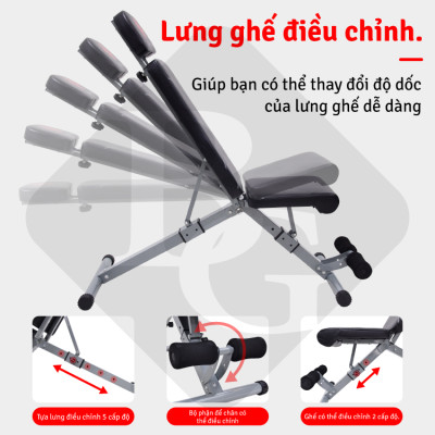 BG - Ghế tập tạ ghế tạ đa năng cao cấp DUMBBELL BENCH điều chỉnh độ dốc theo tiêu chuẩn phòng Gym tại nhà