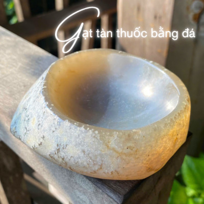 Gạt tàn thuốc bằng đá mã não NHASAN GTT01 Vẻ Đẹp SANG TRỌNG Vĩnh Cửu nặng 560gr (KT: 10x12cm)