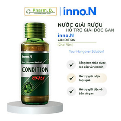 Nước Giải Rượu CONDITION inno.N Hỗ Trợ Giải Rượu Bia Hiệu Quả, Giúp Giải Độc Và Bảo Vệ Gan (75ml x 1 chai, 10 chai)