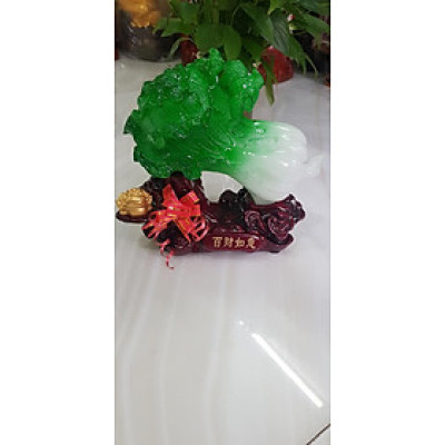 Tượng Bắp Cải Phong Thuỷ Xanh tươi hy vọng Cóc vàng ngậm tiền hút tài lộc của cải vào trên đế gỗ size vừa gọn đẹp lắm Dài 20cm x Cao 18cm x Sâu 9cm Anh Chị trưng phòng khách nhất , công ty, cửa hàng , quà biếu tặng dịp lễ tết, bàn làm việc, bàn thần tài ạ