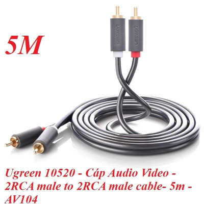 Ugreen UG10520AV104TK 5M màu Đen Cáp âm thanh Bông sen 2 ra 2 dương - HÀNG CHÍNH HÃNG