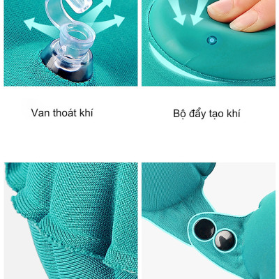 Gối hơi kê cổ bơm tự động, mềm mại, thiết kế hình chữ U giúp giảm đau cổ, có nút cài, phù hợp cho văn phòng và du lịch  Phượt Dã Ngoại Đi Chơi Quà Tặng Nam Nữ