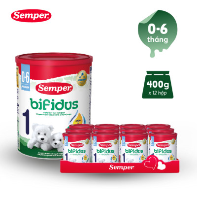 Thùng 12 hộp Sữa bột công thức Semper Bifidus số 1 400g/hộp