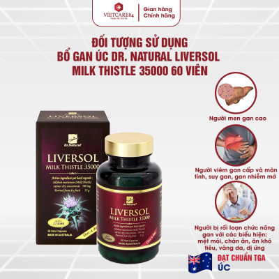 Viên uống bổ gan nhập khẩu chính hãng Úc LIVERSOL MILK THISTLE (60 viên) giúp bổ gan, hỗ trợ tăng cường chức năng gan, thải độc gan, bảo vệ tế bào gan khỏi các thương tổn do rượu, bia và các thuốc có hại cho gan