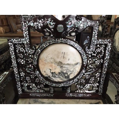 Bộ ghế vách gỗ gụ khảm ốc sà cừ đẹp long lanh