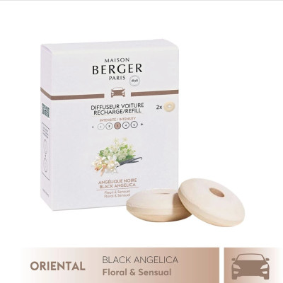 Maison Berger - Bộ tinh dầu xe hơi hương Black Angelica - 2 cái