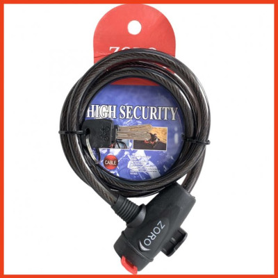 Ổ khóa dây cáp ZORO 100cm chìa dẹp - công nghệ Mỹ - khóa xe đạp - khóa xe máy - khóa vật dụng - hàng chính hãng