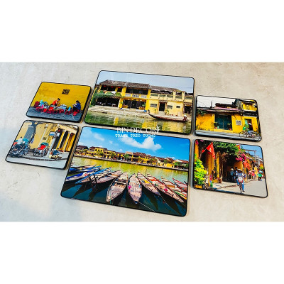 (ẢNH THẬT) Tranh treo tường hội an 1 trang trí decor quán có khung kèm đinh treo