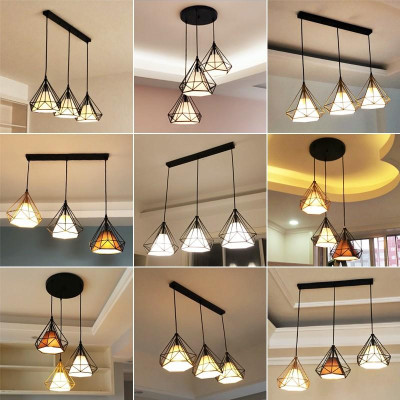Bộ đèn thả DIAMON treo trần - kèm bóng LED và đế ốp trần (D250mm)