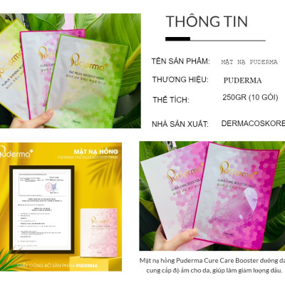 [Freeship X] Mặt Nạ Hồng PUDERMA dành cho Da Dầu: cấp ẩm sâu, cung cấp dưỡng chất, ngăn ngừa nếp nhăn, sáng mịn da