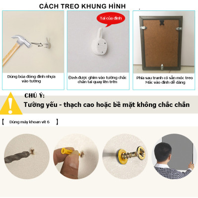 Bộ Khung Ảnh Treo Tường Hà Nội Xưa Trắng Đen Tặng Kèm bộ ảnh như hình mẫu, đinh treo tranh và sơ đồ treo - PGC270