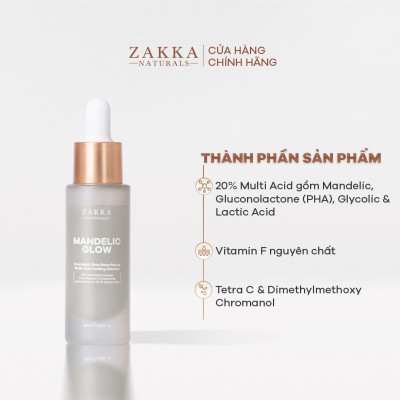 Tinh Chất Tái Tạo Và Căng Bóng Da Mandelic Glow Zakka Naturals 15ml