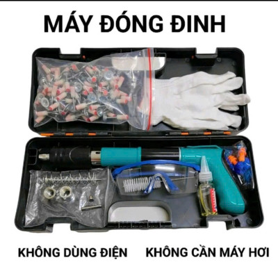 Súng Bắn Đinh Siêu Mạnh Kèm 100 Đinh Bản – Bắn Xuyên Bê Tông, Sắt Thép, Êm, Chắc, Đều