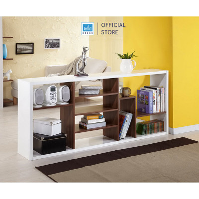 Kệ Sách Gỗ Nhiều Ngăn Màu Trắng Phối Walnut Đẹp Tinh Tế, Hiện Đại SIB Decor KS021