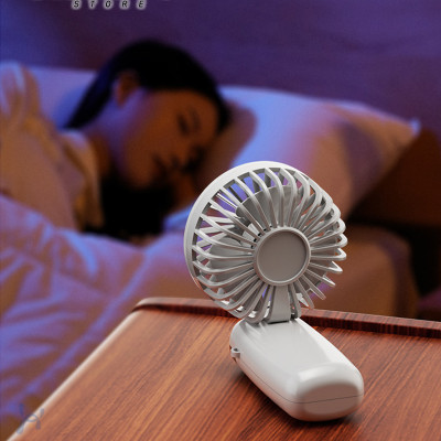 Quạt cầm tay mini siêu mát Rhino F401 tích điện với 5 mức độ gió, kèm đế, dây treo, lượng pin cao - Hàng chính hãng