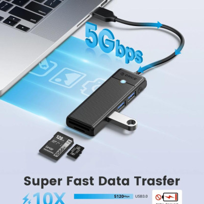 Bộ Chuyển Đổi HUB 1 USB ra 3 cổng USB 3.0 5Gps/ TF/SD 3.0*1 5Gbps PAPW3AT-U3-015 Orico - Hàng Chính Hãng