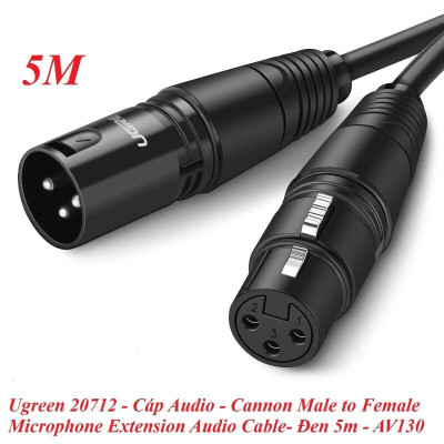 Ugreen UG20712AV130TK 5M Màu Đen Cáp nối dài Microphone cannon âm thanh - HÀNG CHÍNH HÃNG