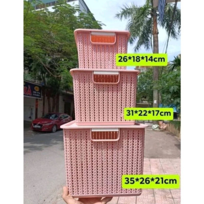 Rổ đan mây đựng đồ đa năng 3 size , Giỏ đan đựng quần áo (3415)