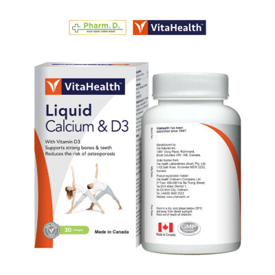 Viên Uống Bổ Sung Canxi Và D3 Giảm Nguy Cơ Loãng Xương VITAHEALTH Liquid Calcium With Vitamin D (30 Viên)
