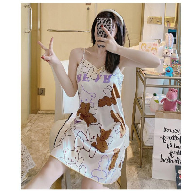 Váy Ngủ Sexy, Đầm Ngủ Họa Tiết Vải Satin Cao Cấp <70Kg