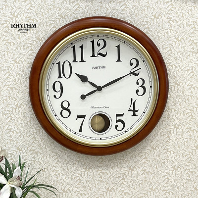 Đồng hồ Rhythm CMJ579NR06 Kt 53.4 x 8.2cm, 3.33kg Vỏ gỗ. Dùng Pin.