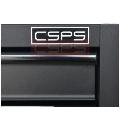 Bộ 2 Tủ dụng cụ CSPS 122cm 08 hộc kéo màu đen mặt ván gỗ kèm vách lưới