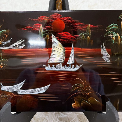 Tranh sơn mài cẩn ốc xà cừ cao cấp, ốc chìm, hàng xuất khẩu size 20x30 cm treo tường, trang trí nhà cửa,...