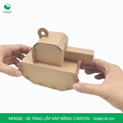 MFK06E - Xe tăng carton - 16x8x14 cm - Đồ chơi lắp ráp mô hình từ bìa carton cứng cao cấp