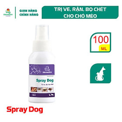 SPRAY DOG Dung dịch phun trị ve, rận, bọ chét ở chó, trâu, bò, chai 100ml, sản phẩm Vemedim