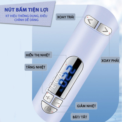 Máy uốn tóc xoay tự động Kemei KM-2063 điều chỉnh 12 mức nhiệt độ phù hợp với mọi loại tóc - Hàng chính hãng