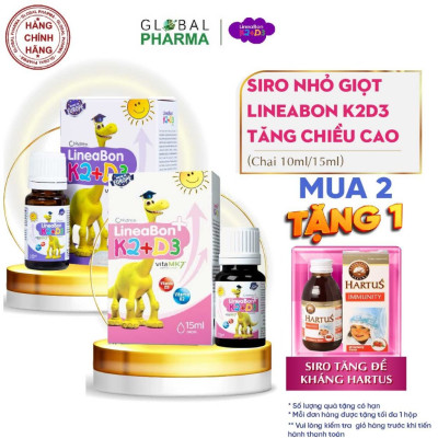 Siro nhỏ giọt LineaBon D3K2 tăng chiều cao, chống còi xương cho bé (Chai 15ml)