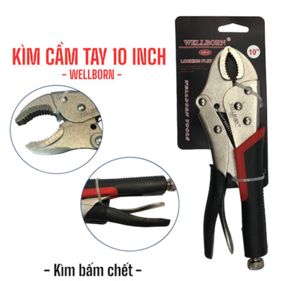 Kìm cầm tay 10 inch, kìm bấm khoá chặc, chính hãng cao cấp, thiết kế màu đen đỏ sang trọng, kìm mạ hợp kim bền bỉ