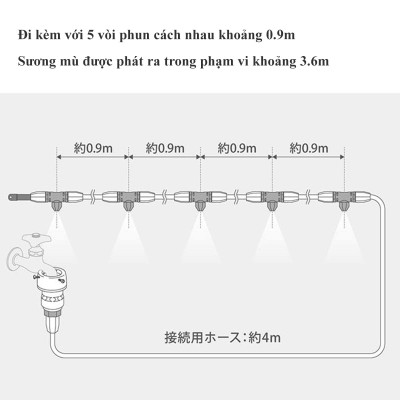 Bộ ống dây phun sương làm mát sân vườn Takagi GCA12