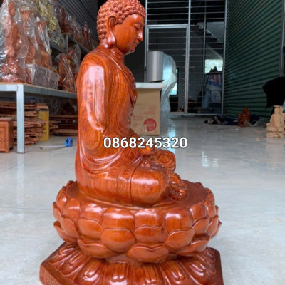 Tượng phật thích ca bằng gỗ hương đá kt cao 50×28×28cm 
