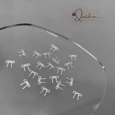 Set 50 Charm Nơ Bạc Nơ Gân Thừng Bằng Hợp Kim Sáng Bóng Làm Nail Cao Cấp Trang Trí Gắn Móng Điệu Đà