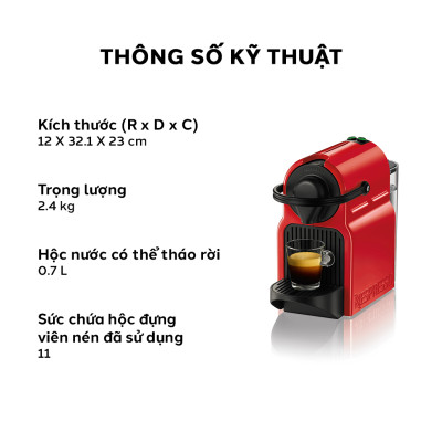 Máy pha cà phê Nespresso Inissia Đỏ - Hàng chính hãng 