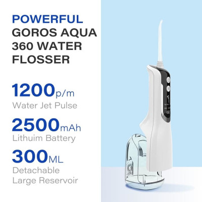 Máy Tăm Nước Cầm Tay GOROS Aqua 360 Water Flosser - Hàng Chính Hãng