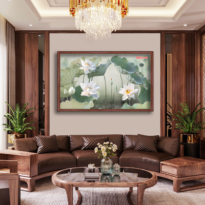 D803 01 Tranh kính Hoa sen Cá chép ( được chọn mẫu)