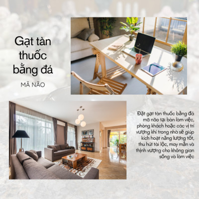 Gạt tàn thuốc bằng đá mã não NHASAN GTT01 Vẻ Đẹp SANG TRỌNG Vĩnh Cửu nặng 560gr (KT: 10x12cm)