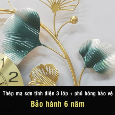 Đồng Hồ Treo Tường Trang Trí Decor  DH11 kim trôi quartz hoa mai vàng nội thất cỡ lớn