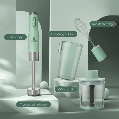 Máy xay cầm tay Elmich BLE-8666, công suất 1000W, thiết kế cầm tay dễ sử dụng, lưỡi dao bằng thép không gỉ siêu bền, đảm bảo an toàn tuyệt đối cho sức khỏe  - Hàng chính hãng
