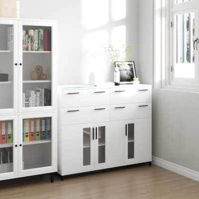 [Happy Home Furniture] LOUIS , Tủ lưu trữ 4 ngăn kéo 3 cửa mở - chân sắt , 126cm x 36cm x 104cm ( DxRxC), THK_060