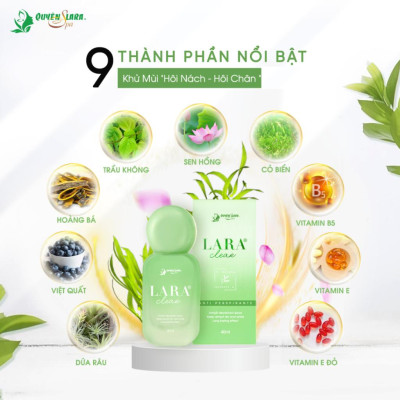 COMBO 2 Lọ Xịt Khử Mùi Toàn Thân LARA CLEAR Quyên Lara 40ml, Giúp Ngăn Tiết Mồ Hôi, Khử Mùi Hôi