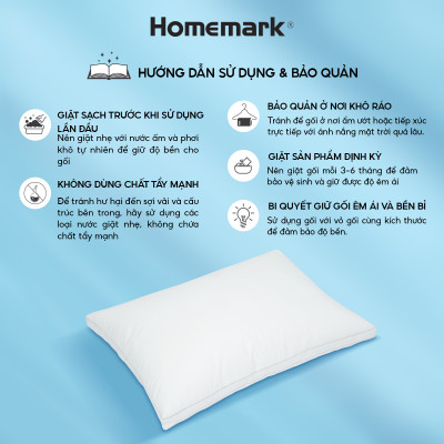 Ruột Gối Lông Vũ Nhân Tạo Homemark - Êm Ái, Thoáng Khí, Chống Bám Bụi, Chống Xẹp Lún, Hỗ Trợ Giấc Ngủ Ngon - 50x70cm