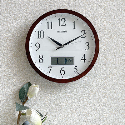 Đồng hồ Rhythm CFG903NR06 Kt 33.5 x 4.0cm, 1.45kg Vỏ gỗ, dùng PIN.