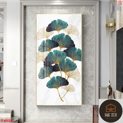 Thanh lý giảm 20% tranh đứng - tranh tráng gương cao cấp mẫu lá rẻ quạt treo phòng khách, phòng bếp, phòng ngủ